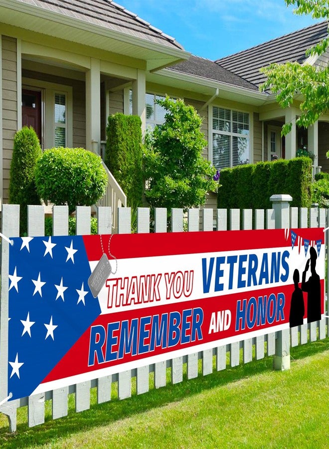 Uflashmi Thank You Veterans Banner, Veterans Day Banner Yard Sign for Garden Lawn Decor, 9.8X1.6 Ft, Outdoor&Indoor - Image 1