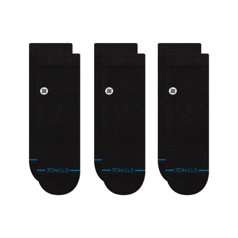 Stance Icon Quarter Socks 3-Pack for Men and Women, Cotton Blend and Cushioning Arch Support, Black, Large - Image 1