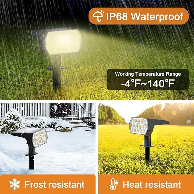Solar Spot Lights Outdoor 6-Pack with 28 LEDs and 3 Modes - IP65 Waterproof Warm White Landscape Lighting - Image 3
