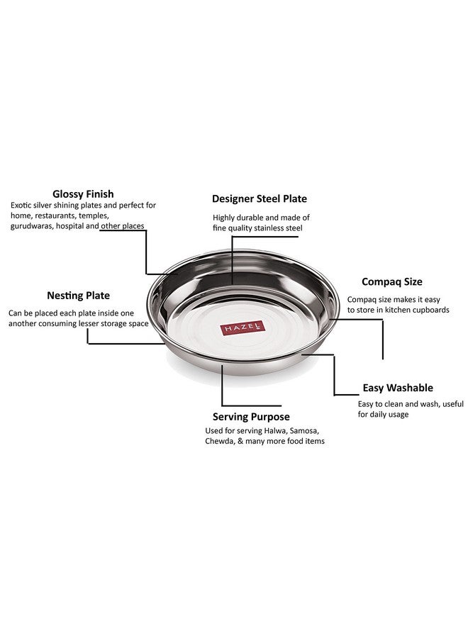 Hazel طقم أطباق هازيل من الفولاذ المقاوم للصدأ | أطباق فولاذية صغيرة بحجم 200 مل للوجبات الخفيفة | أطباق الإفطار، مجموعة من 12 - Image 3