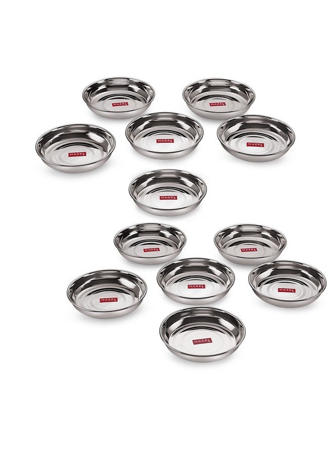 Hazel طقم أطباق هازيل من الفولاذ المقاوم للصدأ | أطباق فولاذية صغيرة بحجم 200 مل للوجبات الخفيفة | أطباق الإفطار، مجموعة من 12 - Image 1