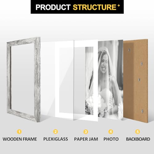 TOFOREVO Picture Frames 8x10 Set of 2 Distressed White Wood Grain Photo Frame for Gallery Wall Mounting or Tabletop Display - Image 3