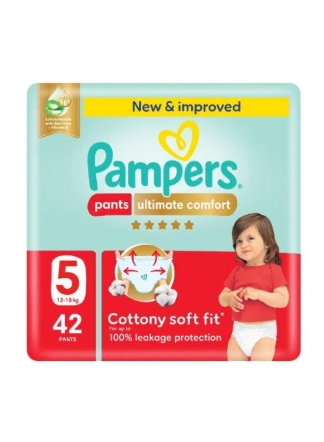 Pampers Ultimate Comfort Pants Diapers, Size 5, 12-18kg, Super Saving Pack, 42 Count - Image 1