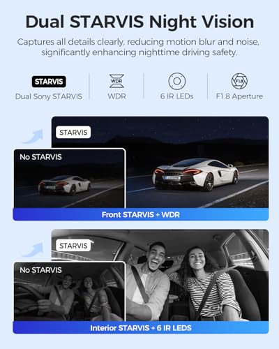 AZDOME M550 Max 4K 3 Channel Dash Cam, Dual STARVIS Sensors, 4K+2.5K+1080P Front and Rear Inside Triple Car Camera, Built-in WiFi GPS, 64GB Card Included, IR Night Vision, Ride Share Accessories - Image 5