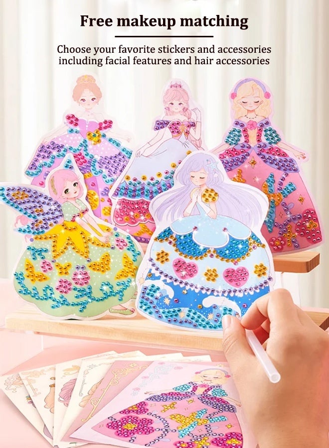 جودي بلاي نشاط فني يدوي للأطفال، مجموعات حرفية ورقية - مجموعة ألعاب مكياج ورقية للبنات مع لوحة ماسية ومجموعة ملابس الأميرة، هدية حفلة عيد ميلاد للفتيات - Image 3