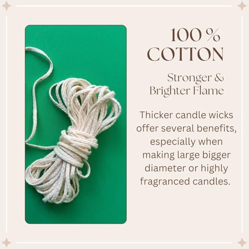 R Wellness Candle Wicks for Candle Making, 360 Inch Long Flat Braid Super Thick with 75 Piece Sustainers for Bigger Diameter Candle - Image 3