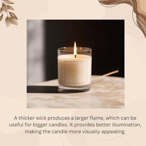 R Wellness Candle Wicks for Candle Making, 360 Inch Long Flat Braid Super Thick with 75 Piece Sustainers for Bigger Diameter Candle - Image 4