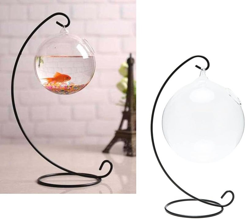 حوض أسماك زجاجي صغير مع حامل لتزيين المنزل والمكتب والحدائق - Image 4