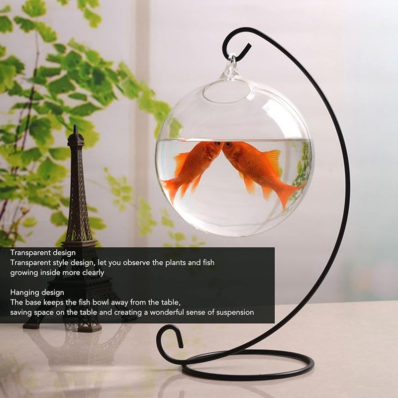 حوض أسماك زجاجي صغير مع حامل لتزيين المنزل والمكتب والحدائق - Image 3