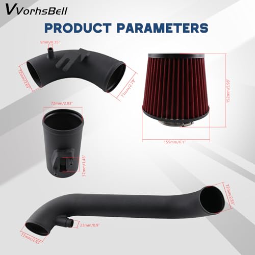 VVORHSBELL Turbo Cold Air Intake Kit Compatible with GTI MK5(06-09) A3 8P (05-13)2.0T TSI Golf MK6 1.8T/2.0T(11-14) MK6.5 1.8T/2.0T(15-18) Passat B7 1.8T (12-19 manual) VW CC2.0T (09-17) - Image 3
