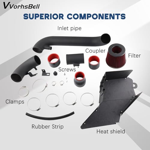 VVORHSBELL Turbo Cold Air Intake Kit Compatible with GTI MK5(06-09) A3 8P (05-13)2.0T TSI Golf MK6 1.8T/2.0T(11-14) MK6.5 1.8T/2.0T(15-18) Passat B7 1.8T (12-19 manual) VW CC2.0T (09-17) - Image 5