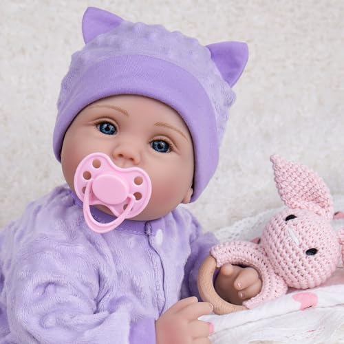 Milidool Lifelike Reborn Baby Dolls Girl18 inch Realistic Newborn Baby Dolls Nice Gift for for Kids Age 3 Purple Clothes - Image 5