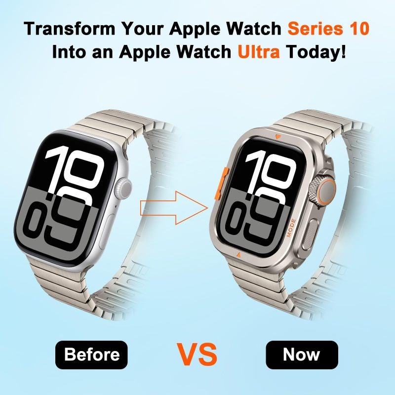 علبة Apple Watch ثنائية في واحدة بتحول مظهر ألترا، علبة متينة مقاومة للصدمات - إطار من الفولاذ المقاوم للصدأ بلمسة نهائية التيتانيوم مع غطاء خلفي من البولي كربونات الصلب، متوافقة مع ساعة مقاس 46 ملم. - Image 4