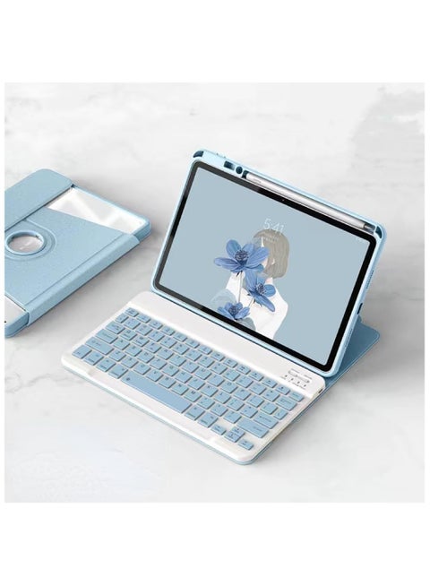 الواقي للوحة المفاتيح القابلة للدوران باللغتين العربية والإنجليزية متوافق مع Huawei Matepad 2023 بحجم 11.5 بوصة، وحافظة مغناطيسية لحماية Matepad 11.5 بوصة مع حامل للقلم.
