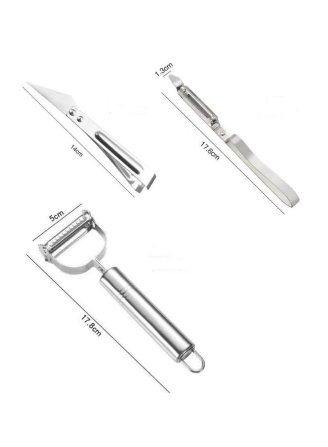 Set of Kitchen Vegetable Tool Set Stainless Steel Grater Melon Peeler Double-headed Peeler Plucking Hair Plucking Clip Fruit Peeler - Image 2