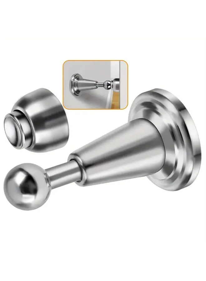2Pcs Magnetic Door Stoppers Stainless Steel No Drill Wall Floor Mount Strong Hold - Image 1
