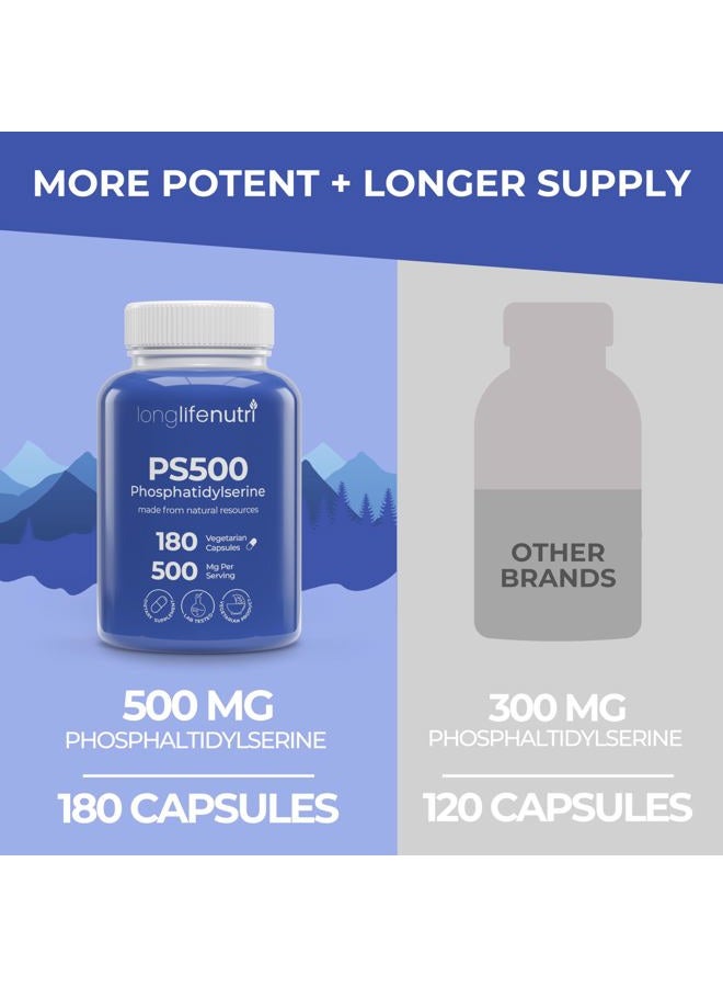 LongLifeNutri Phosphatidylserine Pure 500mg – 180 Vegetarian Pills, 3-Month Supply, Supplement for Strengthening Memory, Focus & Cognitive Function, Made in USA, Lab Tested, Soy Free, Non GMO - Image 3