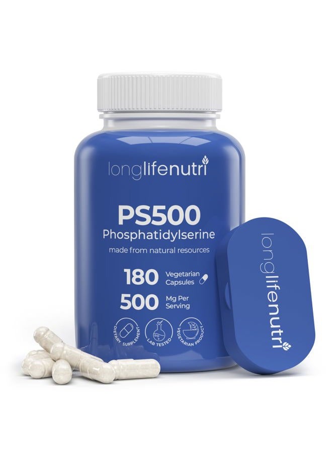 LongLifeNutri Phosphatidylserine Pure 500mg – 180 Vegetarian Pills, 3-Month Supply, Supplement for Strengthening Memory, Focus & Cognitive Function, Made in USA, Lab Tested, Soy Free, Non GMO - Image 1