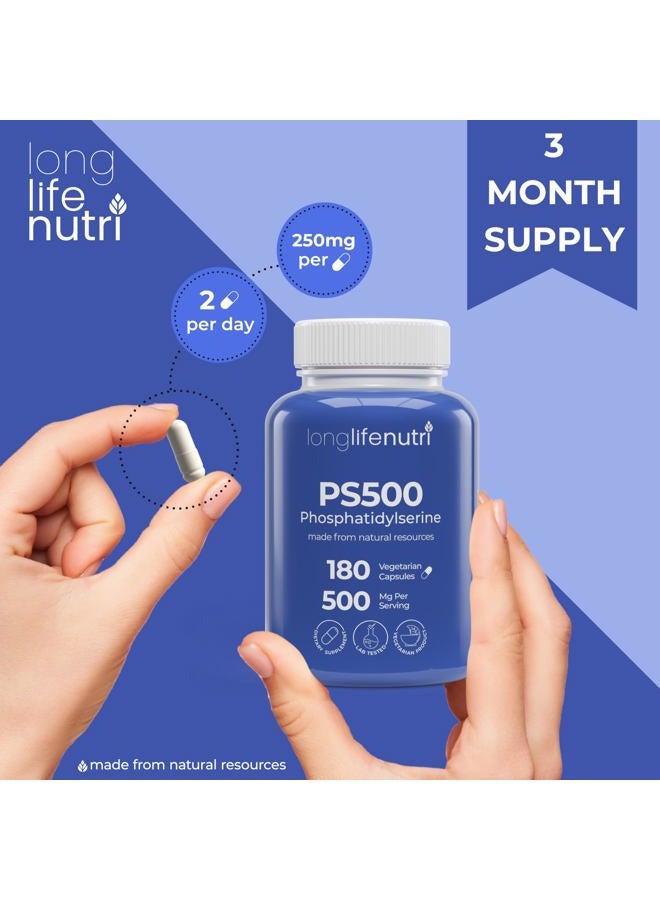 LongLifeNutri Phosphatidylserine Pure 500mg – 180 Vegetarian Pills, 3-Month Supply, Supplement for Strengthening Memory, Focus & Cognitive Function, Made in USA, Lab Tested, Soy Free, Non GMO - Image 5