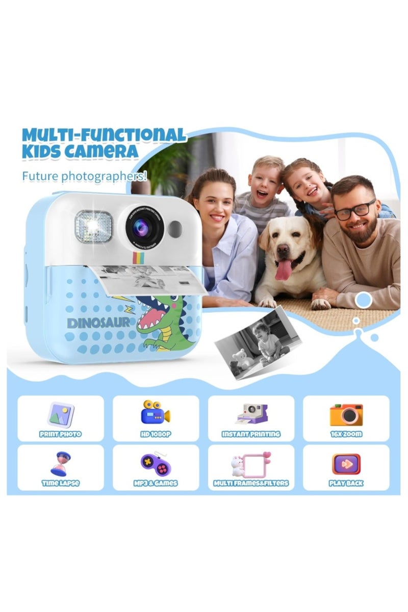 BlueFire Kids Instant Print Camera 1080p HD – Mini Selfie Camera with 2.4" Touch Screen, Thermal Instant Print, Full HD Video, LED Flash, Waterproof & Shockproof – Fun Toy Camera with 32GB SD Card - Image 3