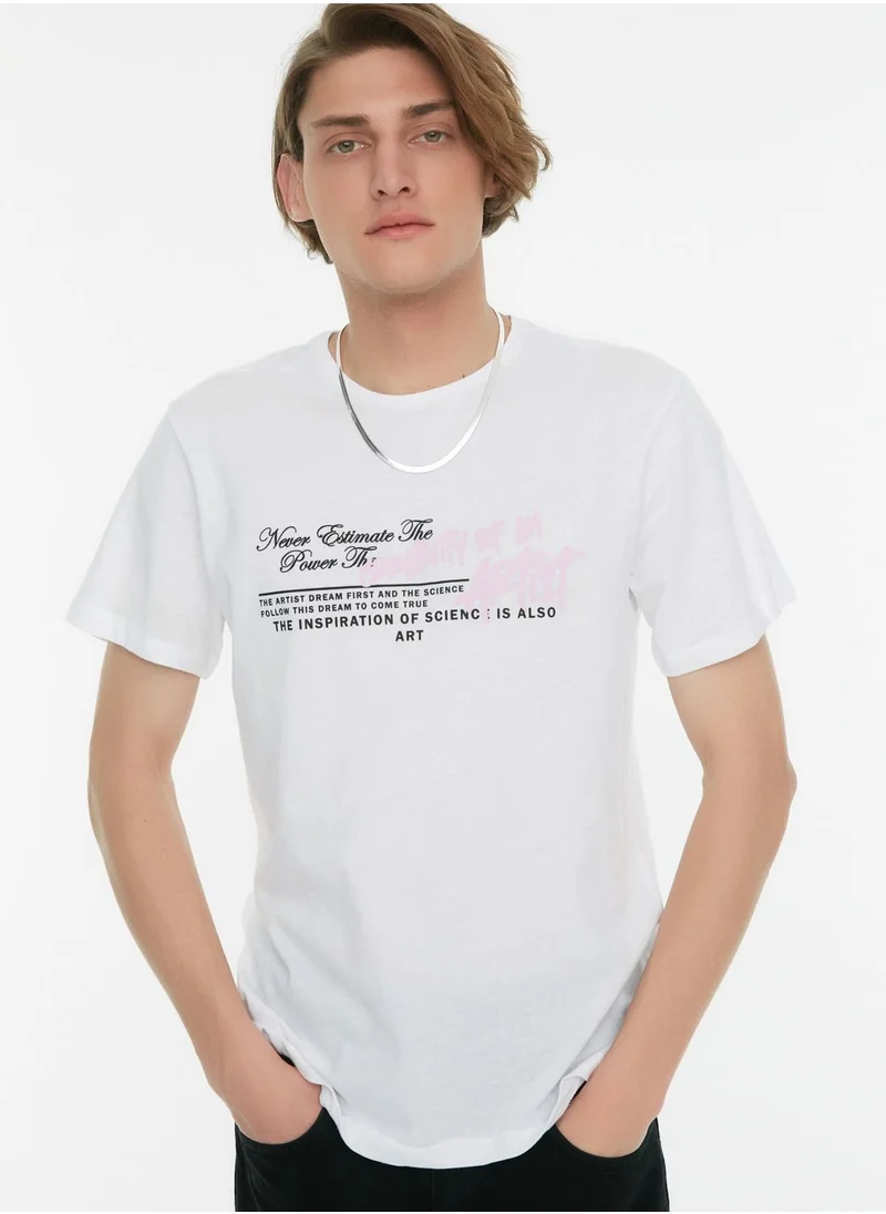 trendyol Slogan Crew Neck T-Shirt