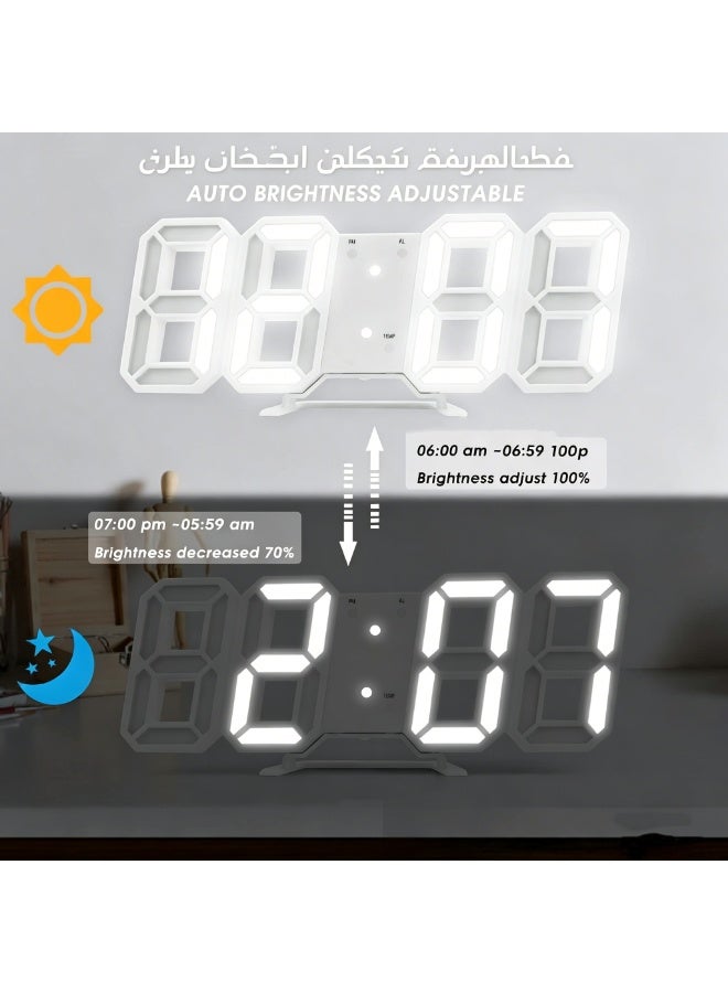 Kueh 3D Digital Alarm Clock,Wall LED Number Time Clock with 3 Auto Adjust Brightness Levels，Modern Night Light LED Electronic Clock Date,Temperature Display - Image 4