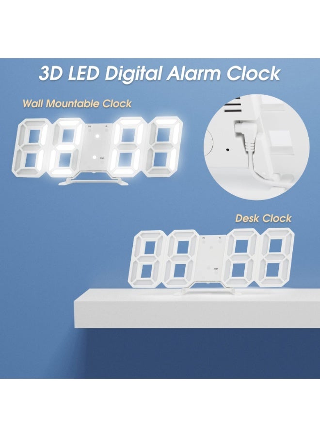 Kueh 3D Digital Alarm Clock,Wall LED Number Time Clock with 3 Auto Adjust Brightness Levels，Modern Night Light LED Electronic Clock Date,Temperature Display - Image 3