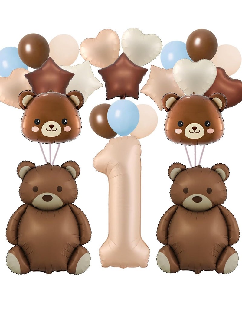 بالون الدب رقم 1 بالون الدب البني الكبير 40 بوصة بالون الطفل دش زينة عيد ميلاد بالون احباط الحيوان كما أننا يمكن أن يقف في انتظار موضوع عيد ميلاد الحزب الديكور - Image 1