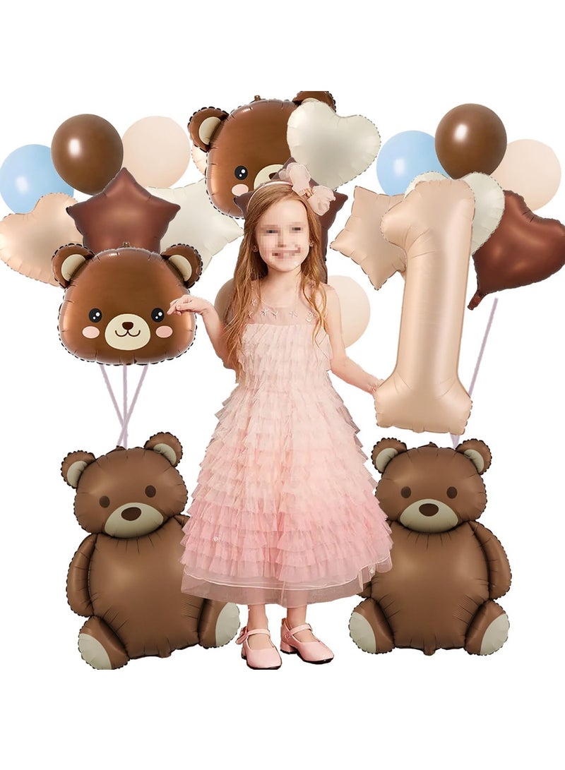 بالون الدب رقم 1 بالون الدب البني الكبير 40 بوصة بالون الطفل دش زينة عيد ميلاد بالون احباط الحيوان كما أننا يمكن أن يقف في انتظار موضوع عيد ميلاد الحزب الديكور - Image 4