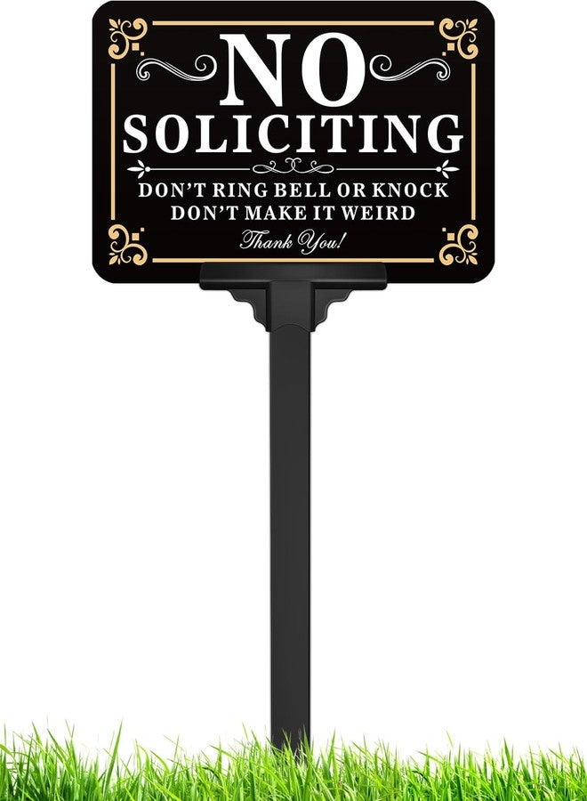 multiwins No Soliciting Sign for House, Soliciting Sign for House With Stake, No Soliciting Yard Sign 12x8 inch/37 inch - Image 1