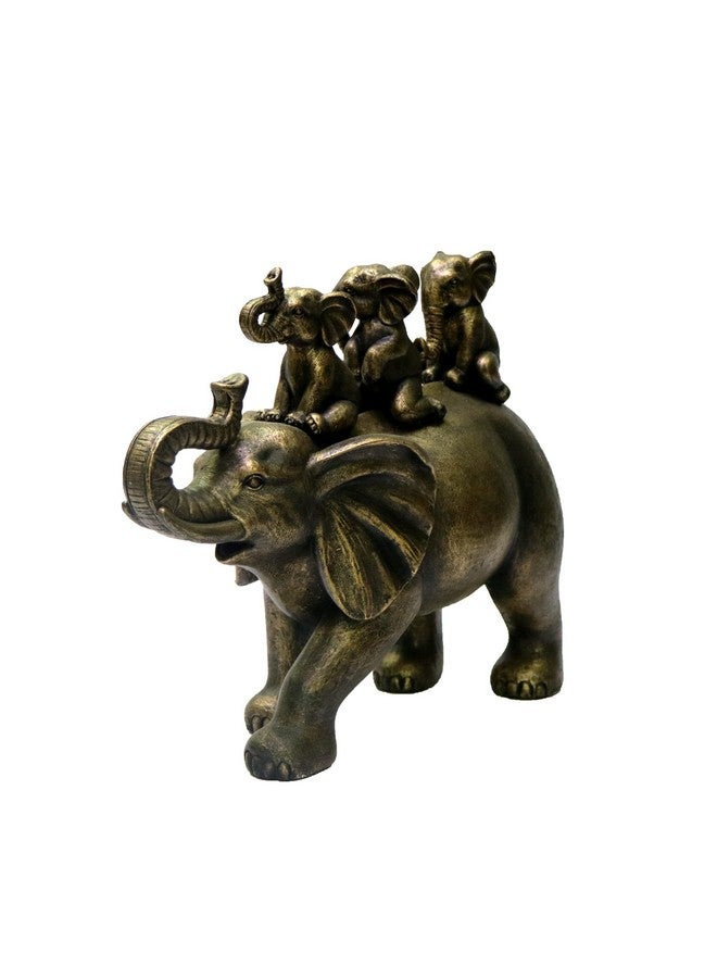 Nature's Mark 8" H 3 Baby Elephants Riding an Elephant Resin Statue Figurine Home Decorative Accent Decor (Bronze) - Image 4
