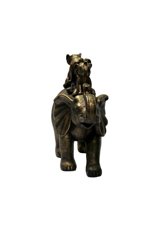 Nature's Mark 8" H 3 Baby Elephants Riding an Elephant Resin Statue Figurine Home Decorative Accent Decor (Bronze) - Image 3
