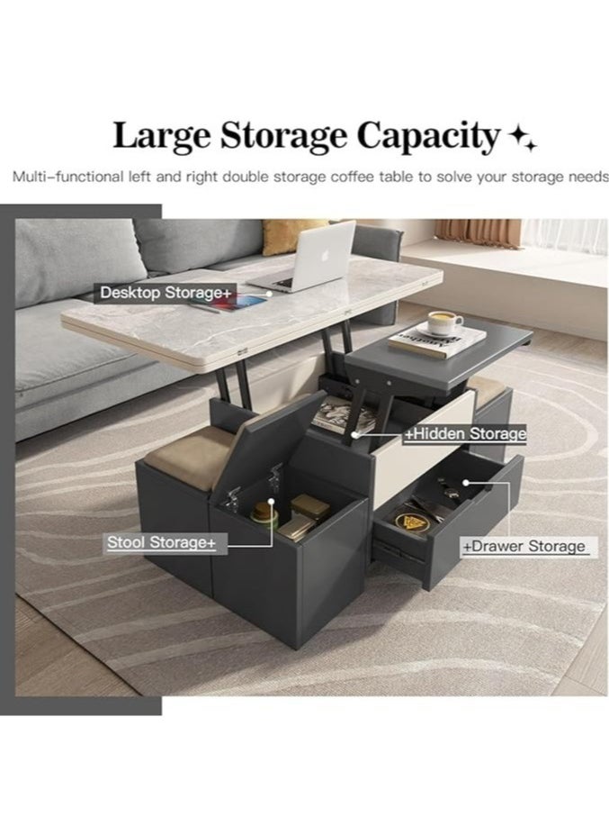 Multifunctional Adjustable Height Modern Dining Table Set Coffee Table Set