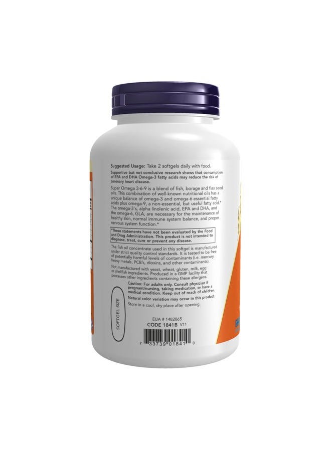 now Foods Super Omega 3-6-9 (1200mg, 180 Softgels, Pack of 2) - Image 4
