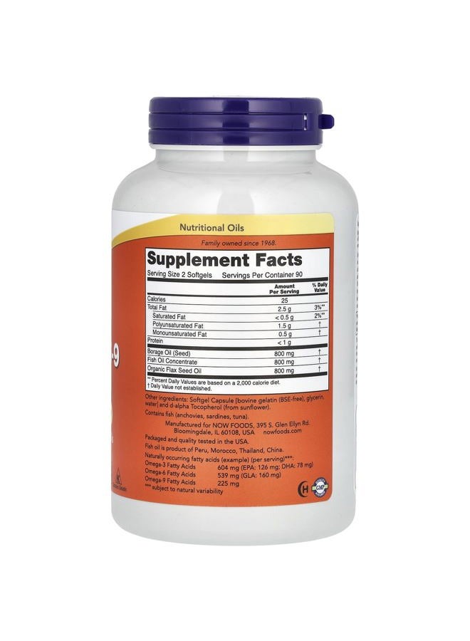 now Foods Super Omega 3-6-9 (1200mg, 180 Softgels, Pack of 2) - Image 2