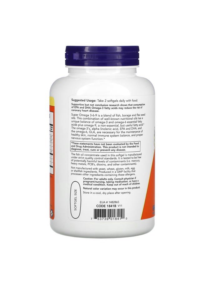 now Foods Super Omega 3-6-9 (1200mg, 180 Softgels, Pack of 2) - Image 3