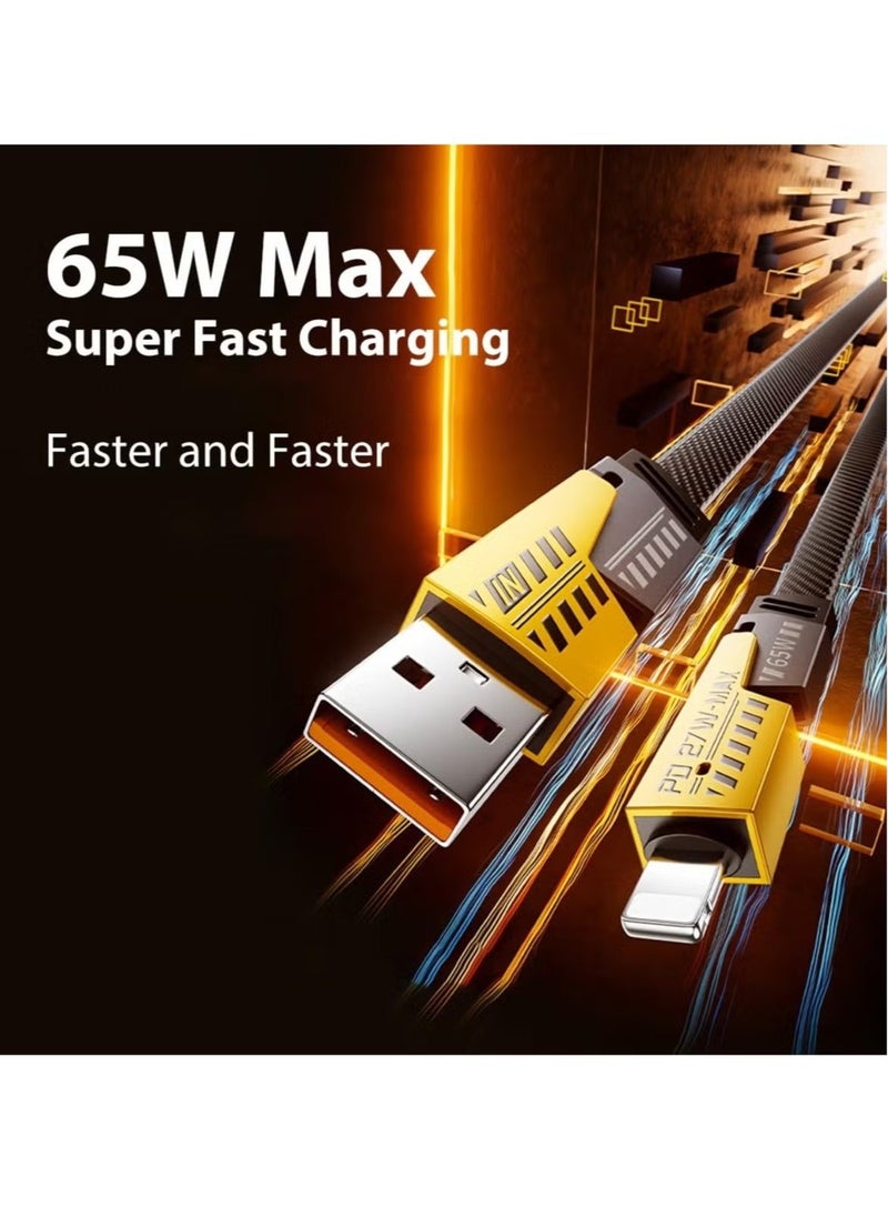 TIGER - 4-in-1 Multi Charging Cable, 120CM [65W] Fast Charging - iPhone 16/15/14/13 Pro Max, Airpods, iWatch, iPad, MacBook, Samsung S24/S23/S22 & Google (2M) - Image 1