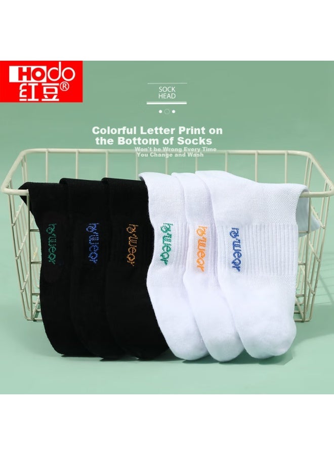 hongdou Hodo Men's Socks, Soft Cotton Breathable Mesh Casual Sports Commuter Mid-calf Socks, 6 Pairs Pack - Image 2