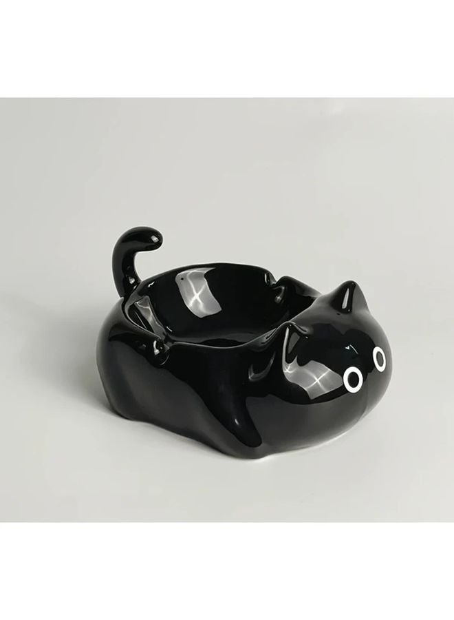 منفضة سجائر سوداء من السيراميك بغطاء بشكل غير منتظم هدية مثالية لعيد الأب - Image 1