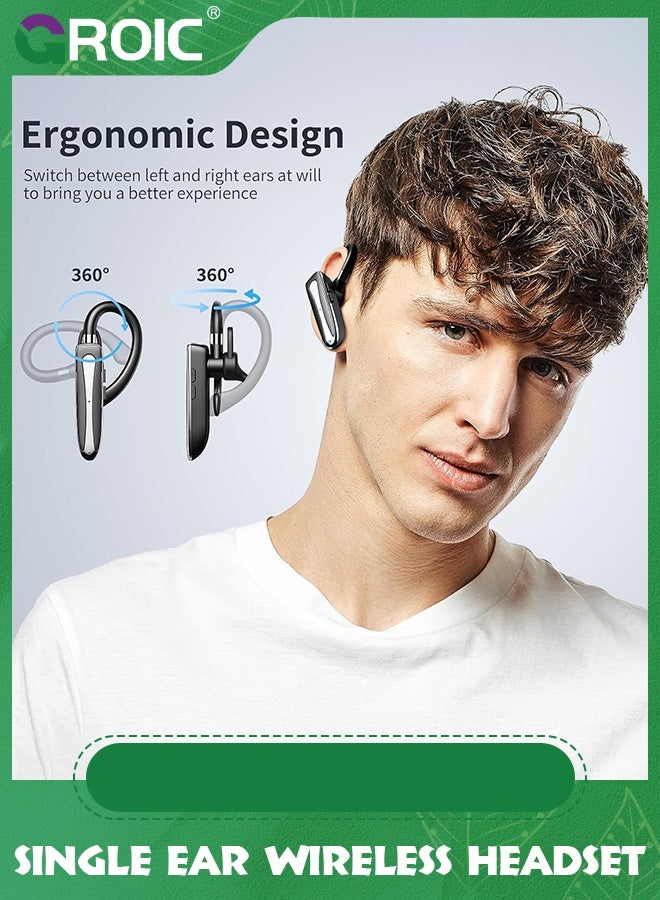 GROIC Bluetooth Earpiece for Phone Calls, Single Ear Wireless Headset with Noise Cancelling Mic, Hands-Free Earphones for Android iPhones, LED Display 500mAh Charging Case, for Driving, Business, Office - Image 4