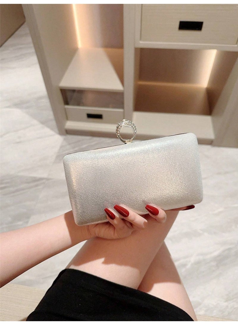 Silver Evening Clutch Bag – Perfect Size for Parties and Special Occasions - Image 1