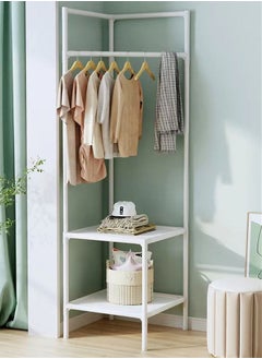 1-Piece Multi-Function Double-Deck Coat Rack Simple Clothes Rack White Metal 180 x 45 Centimeter