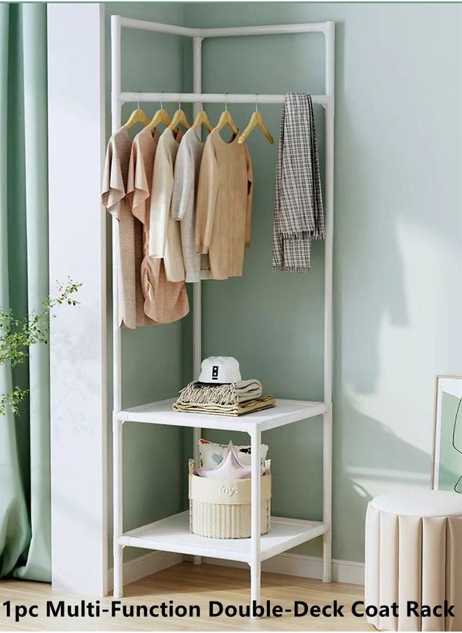 Kutis - 1-Piece Multi-Function Double-Deck Coat Rack Simple Clothes Rack White Metal 180 x 45 Centimeter - Image 1