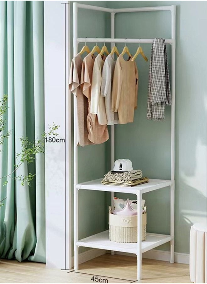 Kutis - 1-Piece Multi-Function Double-Deck Coat Rack Simple Clothes Rack White Metal 180 x 45 Centimeter - Image 1