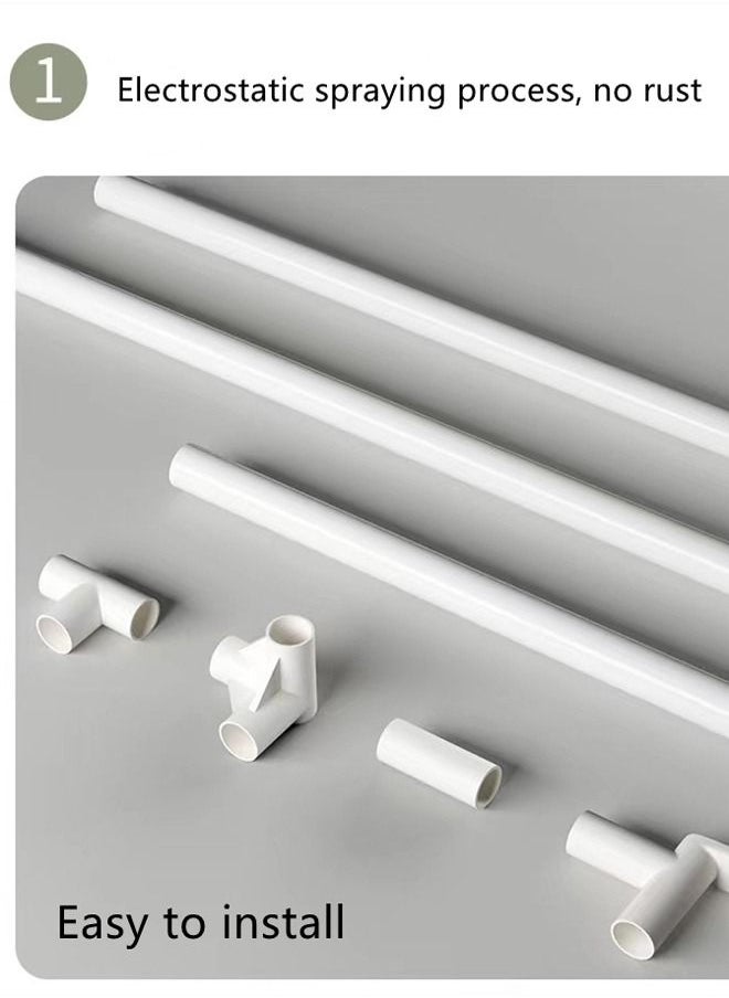 Kutis - 1-Piece Multi-Function Double-Deck Coat Rack Simple Clothes Rack White Metal 180 x 45 Centimeter - Image 1