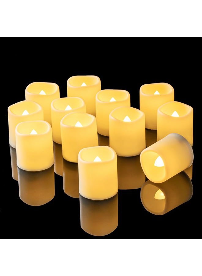 Homemory 12PCS Auto Timer Flameless Votive Candles, Flickering Battery Operated LED Tealight Candles, Realistic Electric Fake Tealight Candles for Wedding, Table, Outdoor(Battery Included) - Image 1