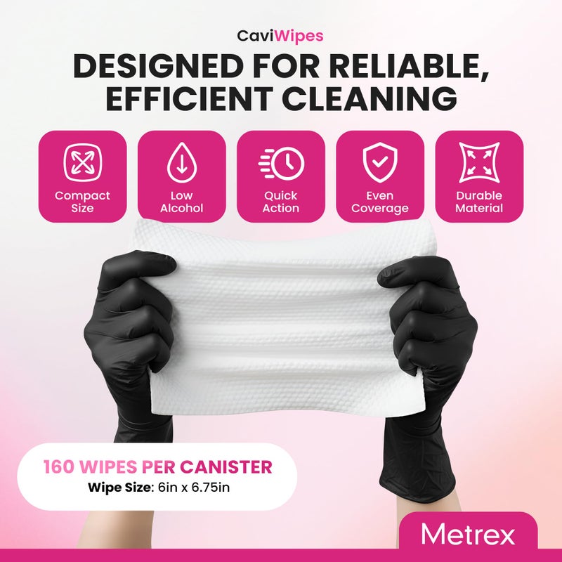 Metrex CaviWipes Disinfecting Towelettes Canister Wipes, 160 Count, White - Image 3