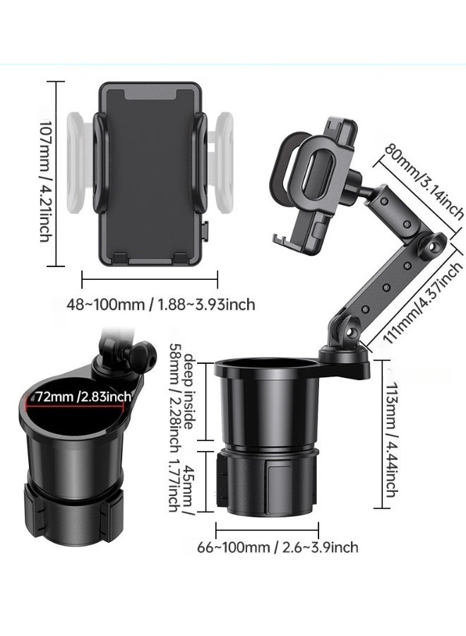 Car Cup Holder Phone Mount – 2-in-1 Multifunctional Cup Holder Expander with 360° Rotating Universal Phone Stand for Auto - Image 2