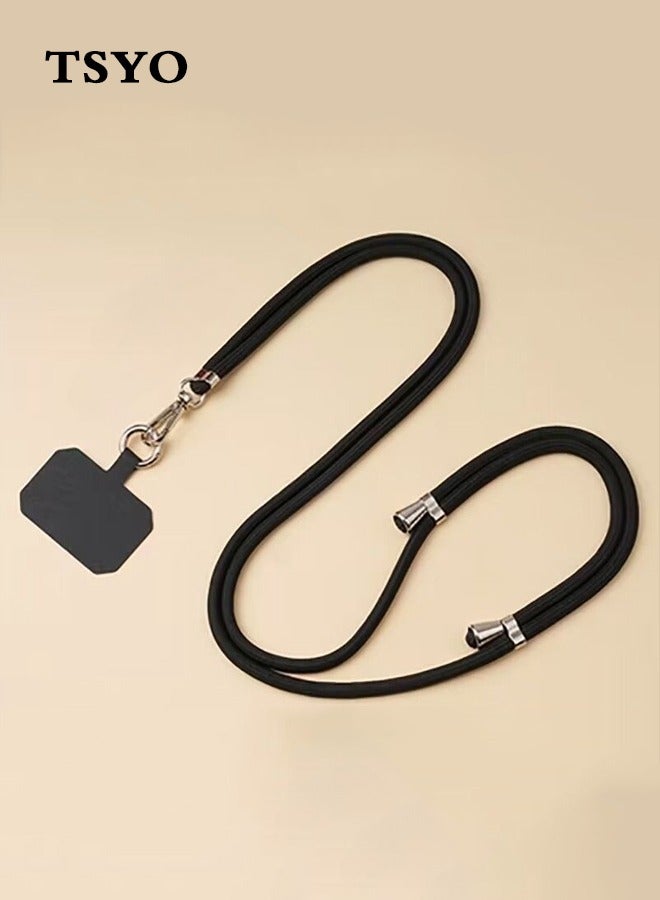 TSYO Universal Phone Lanyard with Adjustable Nylon Crossbody Strap for Most Smartphones（Black）  - Image 1