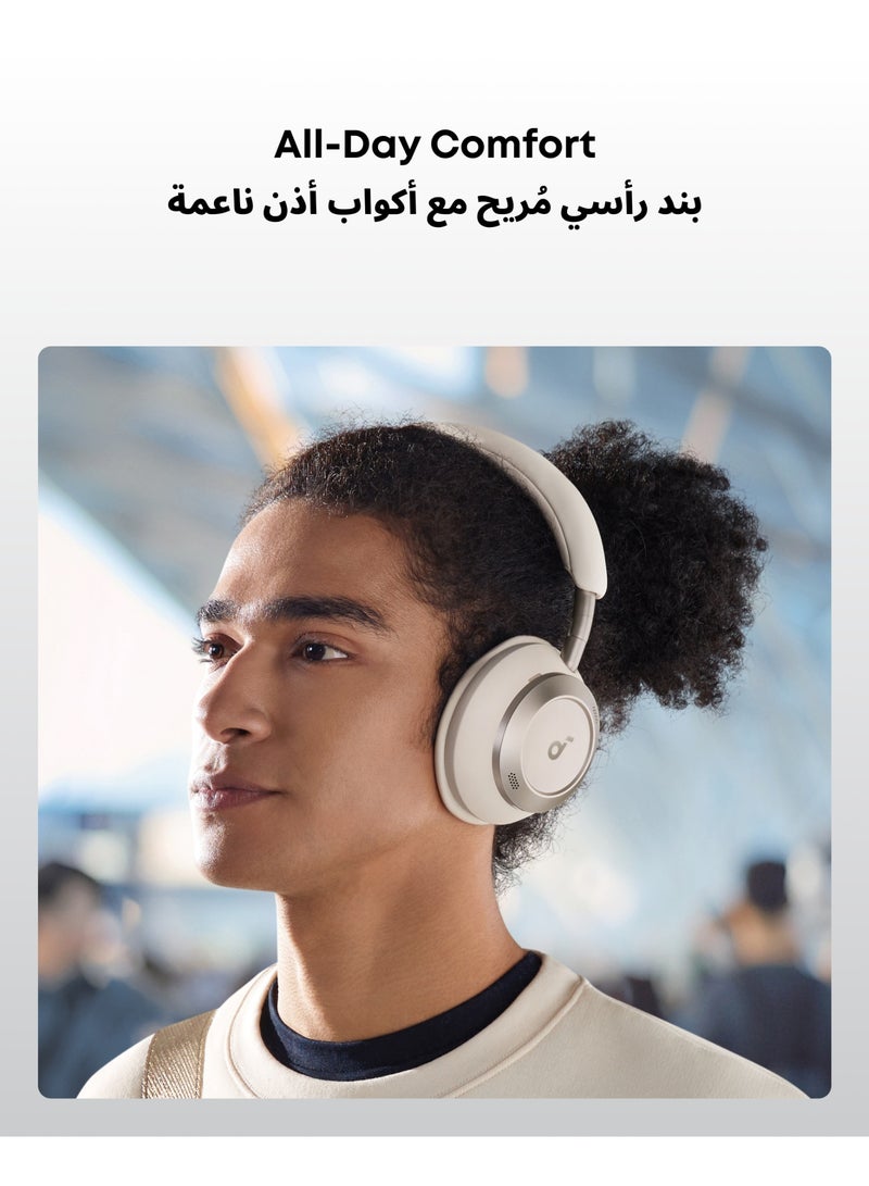 Soundcore Space One Pro by Anker, Adaptive Active Noise Cancelling Headphones, Super Foldable Design, 60H Lossless Audio, Ultra-Fast Charging, Hi-Res Wireless Audio with LDAC, Comfortable Fit White - Image 5